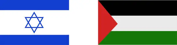 Vector illustration of Palestine and Israel Flag