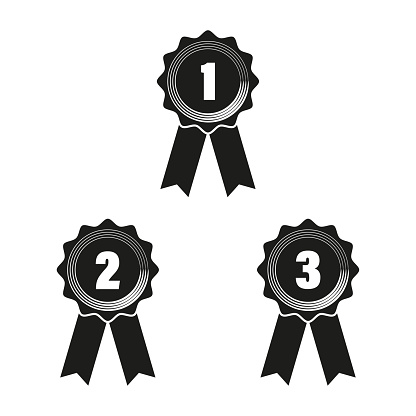 Award medal icon set. Simple first, second, third place award sign. Vector illustration. EPS 10. Stock image.