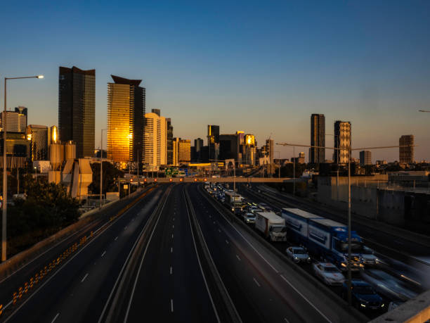 Free Stock Photo of Modern urban street at dusk with traffic light ...