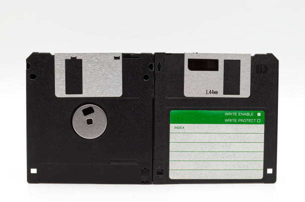 istock Floppy disk of 1.4 megabytes isolated on white background. Studio shot 1805303199