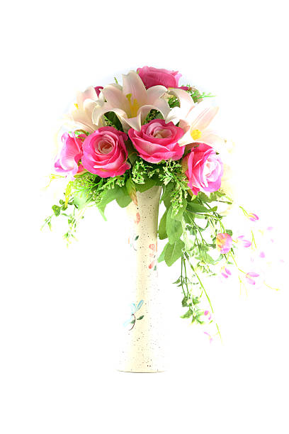 istock Multicolored flowers in a vase, isolated on white background 180531681