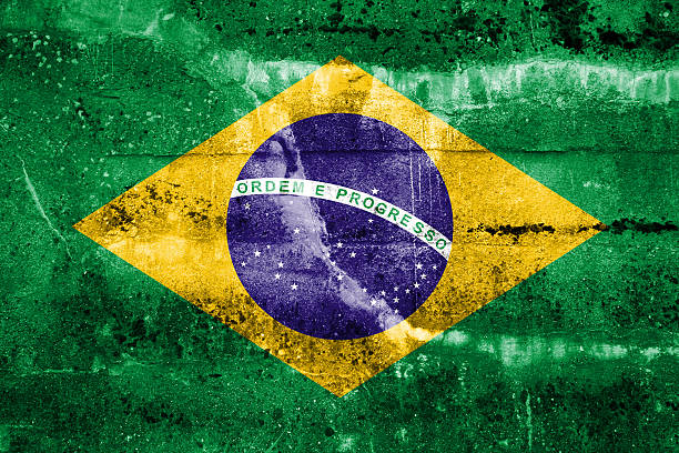 istock Brazil flag on old grunge wall background 180532199