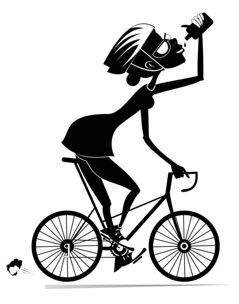 若い女性の乗り物、自転車 - bicycle isolated white background cycling点のイラスト素材／クリップアート素材／マンガ素材／アイコン素材