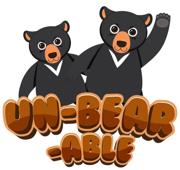 Vector illustration of Un-Bear-Able: A Funny Cartoon Pun Picture