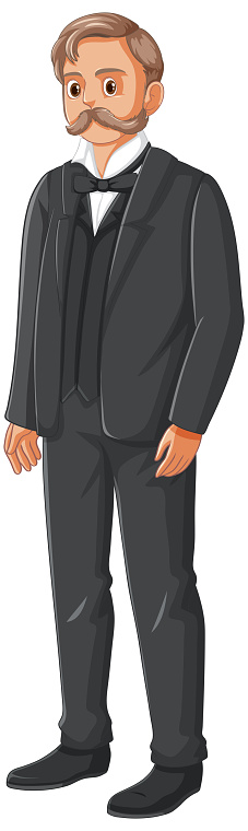A vector illustration of an old man wearing a suit