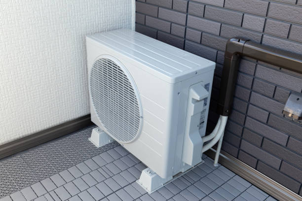 istock Air conditioner outdoor unit installed on the balcony 1805360226