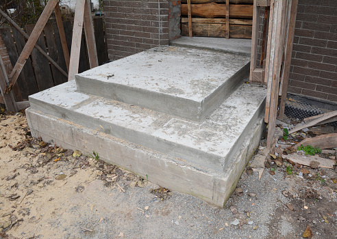 Close up on how to build a raised concrete porch.