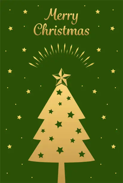 Vector illustration of Beautiful golden Christmas tree illustration