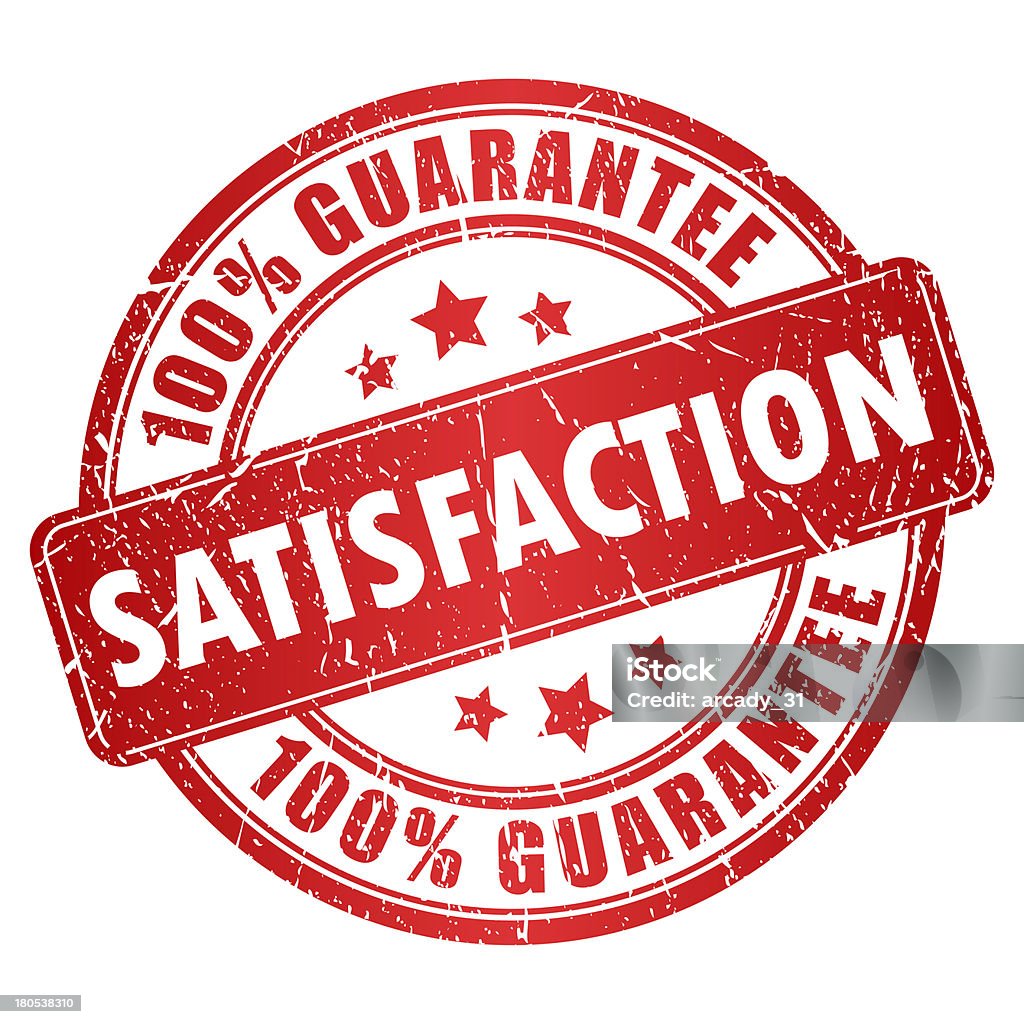 A red stamp of satisfaction guaranteed Satisfaction guarantee stamp Icon Symbol Stock Photo