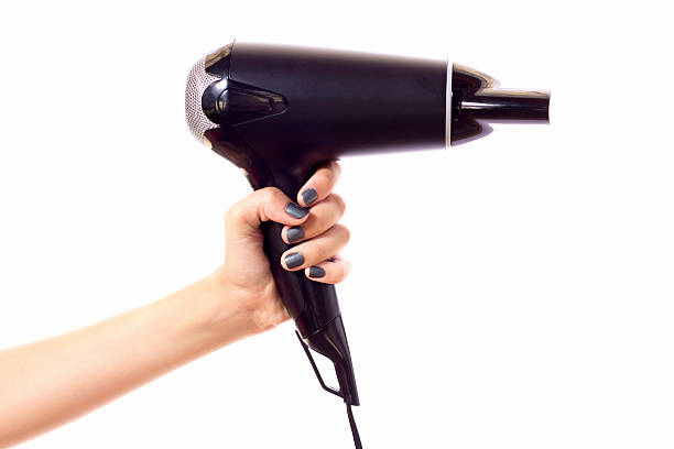 istock Black hair dryer on a white background 180542030