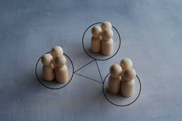 istock Groups of people are connected by lines. 1805432398