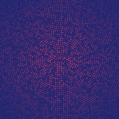 Modern and trendy background. Halftone design with a lot of small dots and beautiful color gradient. This illustration can be used for your design, with space for your text (colors used: Red, Pink, Purple, Blue). Vector Illustration (EPS file, well layered and grouped), square format (1:1). Easy to edit, manipulate, resize or colorize. Vector and Jpeg file of different sizes.