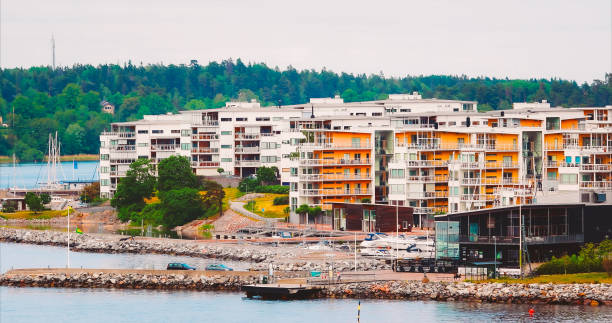istock Sweden. Cityscape Panoramic View On Red Swedish Suburb With Mult 1805456616