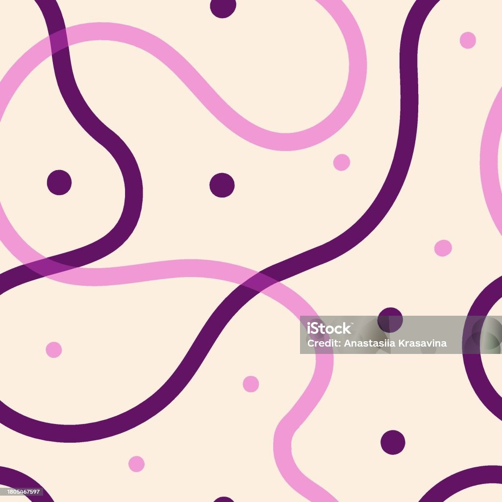 Abstract Squiggle Pattern Naive Seamless Squiggle Pattern With Bright Pink And Purple Wavy Lines ...