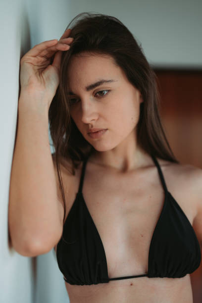 istock An atractive fashion model posing in bikini 1805480366