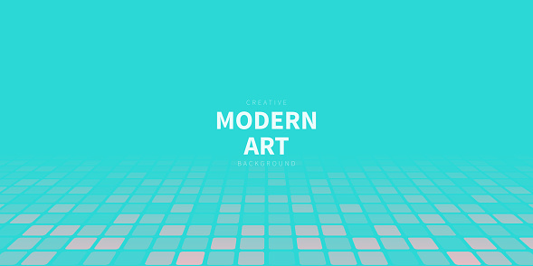 Modern and trendy background. Geometric design with a mosaic of squares, looking like a dance floor. Beautiful color gradient. This illustration can be used for your design, with space for your text (colors used: Red, Orange, Pink, Purple, Blue, Turquoise, Green). Vector Illustration (EPS file, well layered and grouped), wide format (2:1). Easy to edit, manipulate, resize or colorize. Vector and Jpeg file of different sizes.