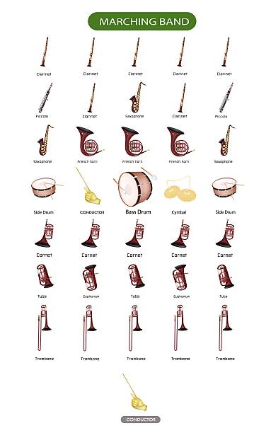 図の楽器のマーチングバンド - parade marching band trumpet musical instrument点のイラスト素材／クリップアート素材／マンガ素材／アイコン素材