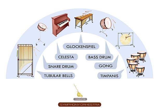 план рассадки гостей из ударный инструмент для symphonic band - челеста stock illustrations