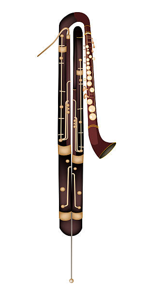 Classical Contrabassoon Isolated on White Background Music Instrument, An Illustration Brown Color of Vintage Classical Contrabassoon Isolated on White Background contra bassoon stock illustrations