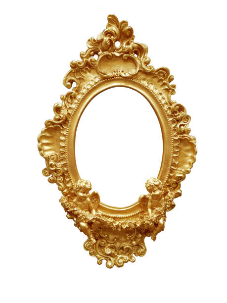 istock Golden oval vintage frame isolated on white background 1805510277