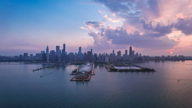 istock Chicago's Navy Pier Aglow with Twilight Hues 1805527872