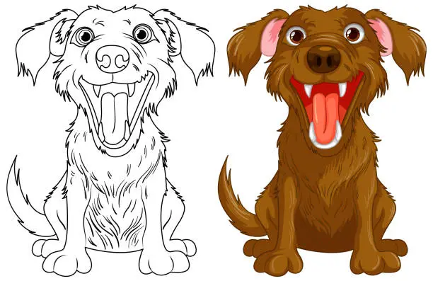 Vector illustration of Cartoon Golden Retriever Dog Smiling