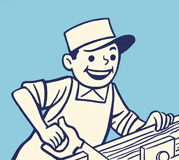 Vector illustration of Happy Carpenter