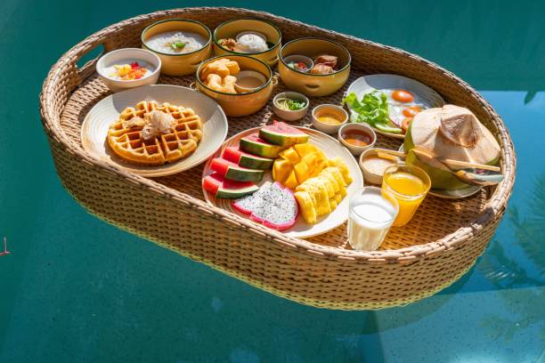 istock Floating Breakfast Basket Set - Phuket Local Delights in a Private Swimming Pool 1805549682