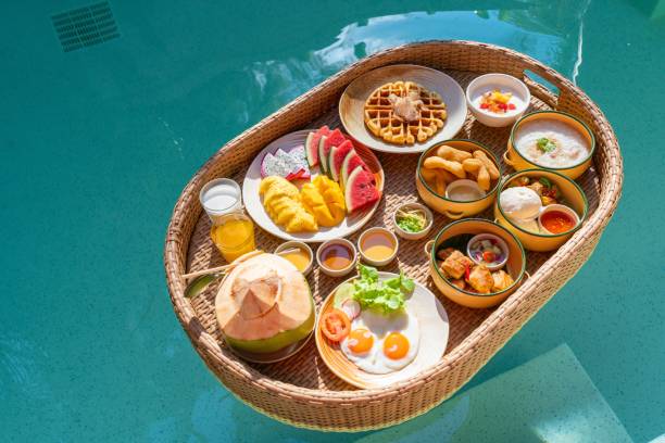 istock Floating Breakfast Basket Set - Phuket Local Delights in a Private Swimming Pool 1805549701