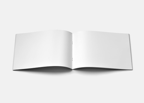 Horizontal A4 Brochure Mockup in 3D Rendering on a white background