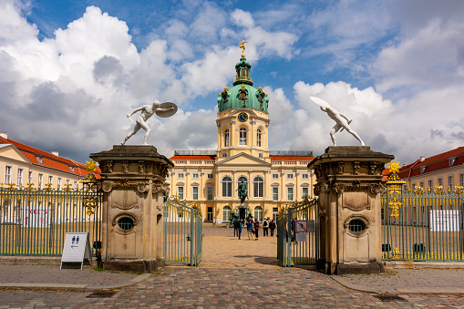 Berlin, Germany - May 2019: Charlottenburg palace entrance in Berlin