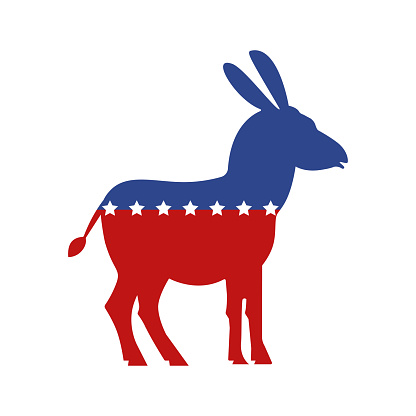 Donkey, symbol of the democratic party in the US. Vector illustration
