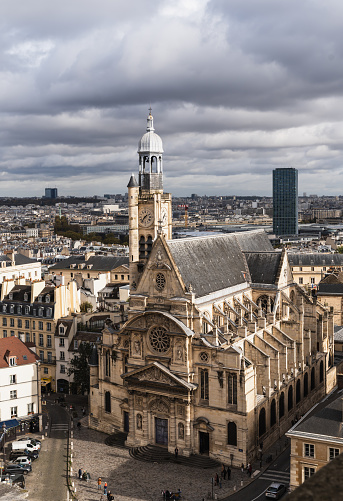 Paris skyline panorama with a church