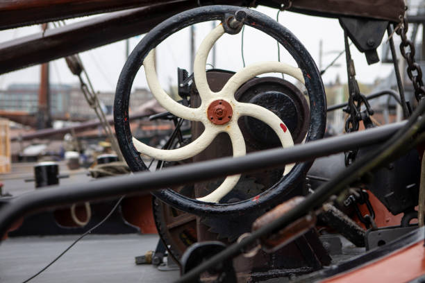 Close-up of a boat moored in the Oosterdok, or Eastern Dock, in Amsterdam