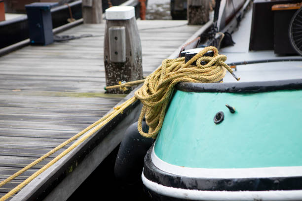 Close-up of a boat moored in the Oosterdok, or Eastern Dock, in Amsterdam