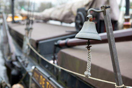 Close-up of a boat moored in the Oosterdok, or Eastern Dock, in Amsterdam