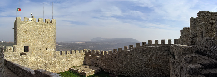 Sesimbra, Portugal. September 05, 2023: Bailey of the keep of the Castelo de Sesimbra Castle