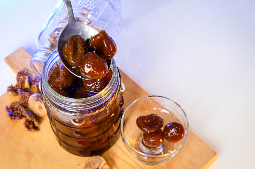 Homemade fig jam, an indispensable part of breakfasts