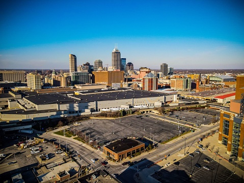 A bird's eye view of the stunning and scenic downtown Indianapolis, Indiana