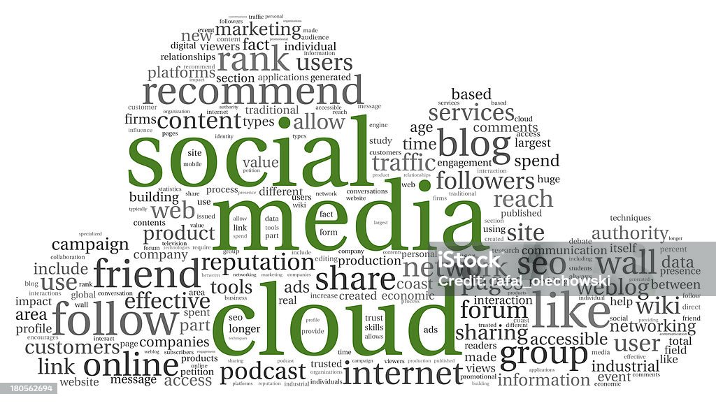 Social media conept in Wort-tag-cloud - Lizenzfrei Bloggen Stock-Foto