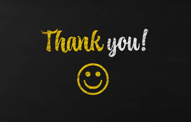 Thank you chalk drawings on blackboard background. Horizontal composition with copy space.