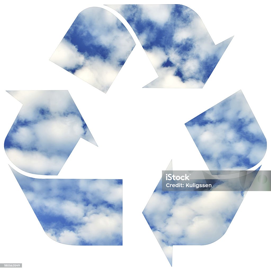 Recycle символ с небо и облака - Стоковые фото Парниковый газ роялти-фри