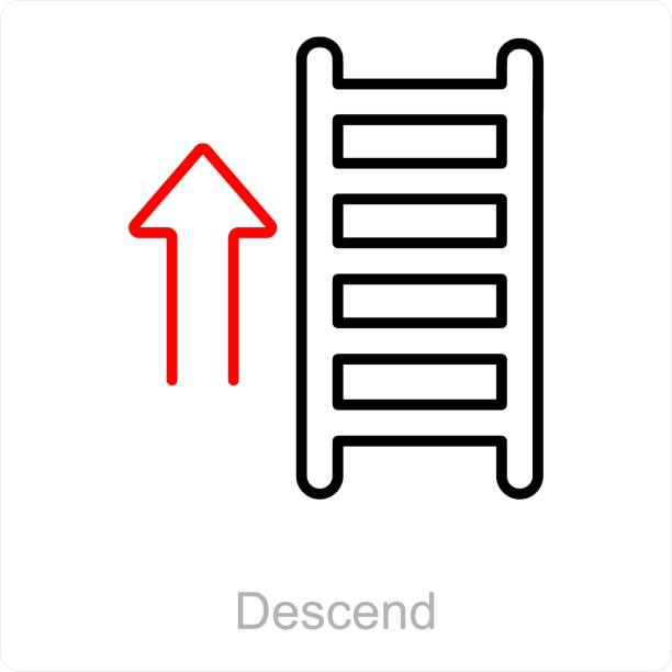 Descend  and way icon concept This is beautiful handcrafted pixel perfect Black and Blue Filled Direction icon assort stock illustrations