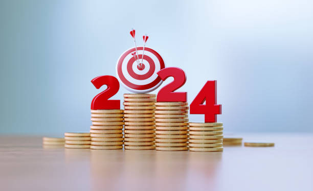 2024 And Red Bull's Eye Target Over Defocused Background