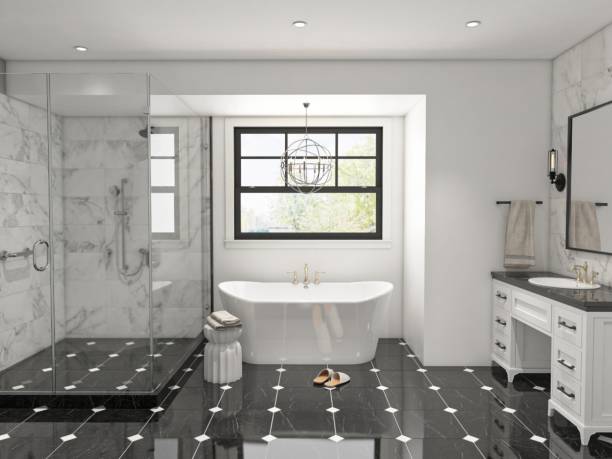 istock Elegant Black & White Bathroom 1805648147