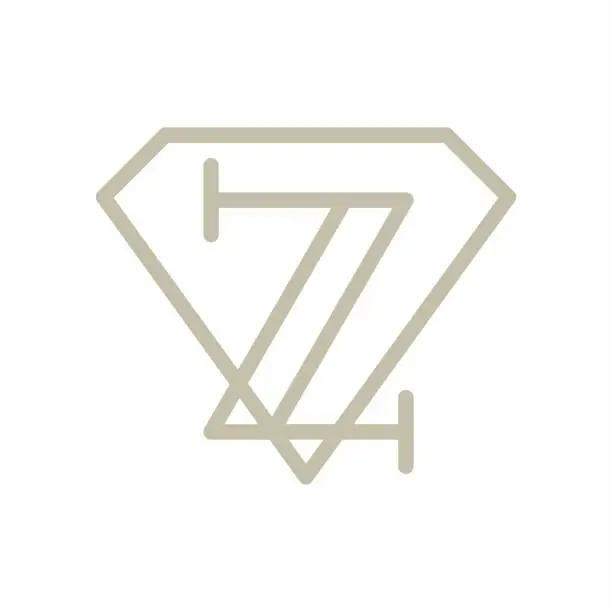 Vector illustration of initial Letter Z Diamond Logo Concept icon sign symbol Element Design Line Art Style. Jewellery, Jewelry, Gem Logotype. Vector illustration template