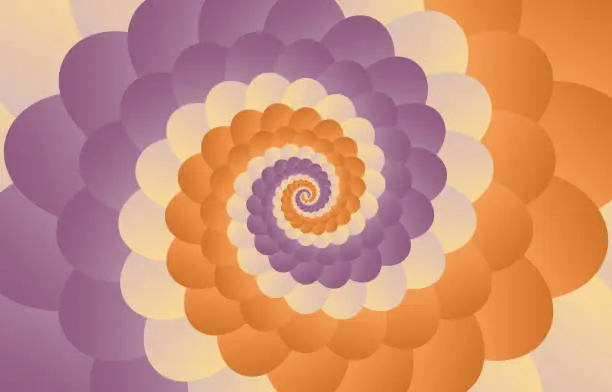 Vector illustration of Fibonacci spiral background. Abstract Colorful Nautilus Fibonacci pattern template, vector illustration