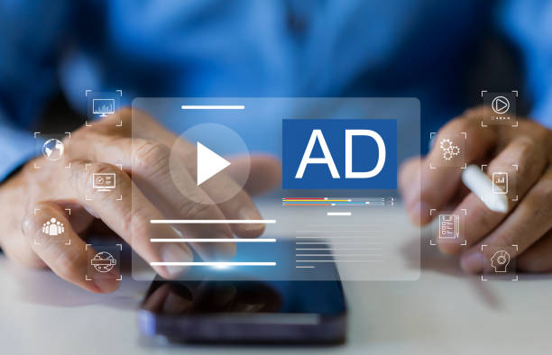 istock Human use phone with web advertising analysis, ad, online content, freelance, sale, promote, content creator, campaign, Ads, digital, marketing, branding, E-commerce, blog online technology at home 1805665268