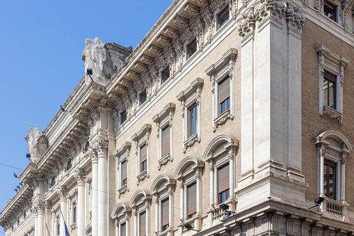 facade of a building on the Via del Corso in the city centre of Rome; Rome, Italy