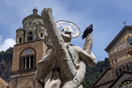 detail of the Baroque style Fountain of St. Andrew, also known as Fountain of the People, that was built in 1760; Amalfi, Italy